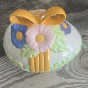 Ceramic hand painted egg candy dish